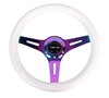 Picture of Classic Wood Grain Steering Wheel (310mm) - White with Neochrome 3-Spoke Center