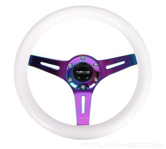 Picture of Classic Wood Grain Steering Wheel (310mm) - White with Neochrome 3-Spoke Center