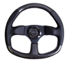 Picture of Carbon Fiber Steering Wheel (320mm) - Flat Bottom, Leather Trim with Black Stitching