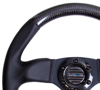 Picture of Carbon Fiber Steering Wheel (320mm) - Flat Bottom, Leather Trim with Black Stitching