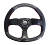Picture of Carbon Fiber Steering Wheel (320mm) - Flat Bottom, Leather Trim with Red Stitching
