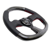 Picture of Carbon Fiber Steering Wheel (320mm) - Flat Bottom, Leather Trim with Red Stitching