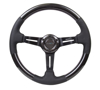 Picture of Carbon Fiber Steering Wheel (350mm / 1.5" Deep) - Leather Trim with Black Stitch, Slit Cutout Spokes