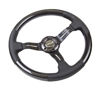 Picture of Carbon Fiber Steering Wheel (350mm / 1.5" Deep) - Leather Trim with Black Stitch, Slit Cutout Spokes