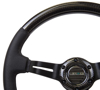 Picture of Carbon Fiber Steering Wheel (350mm / 1.5" Deep) - Leather Trim with Black Stitch, Slit Cutout Spokes
