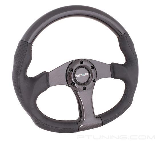 Picture of Carbon Fiber Steering Wheel (350mm) - Oval Shape with Black Carbon, Leather Trim