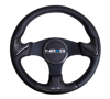 Picture of Carbon Fiber Steering Wheel (350mm) - Black Frame Black Stitching with Rubber Cover Horn Button