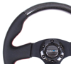 Picture of Carbon Fiber Steering Wheel (315mm) - Leather Trim with Red Stitching