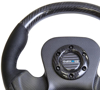 Picture of Carbon Fiber Steering Wheel (320mm) - CF Center Plate, Two-Tone Carbon with Leather Trim Handles