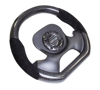 Picture of Carbon Fiber Steering Wheel (320mm) - CF Center Plate, Two-Tone Carbon with Suede Trim Handles