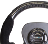 Picture of Carbon Fiber Steering Wheel (320mm) - CF Center Plate, Two-Tone Carbon with Suede Trim Handles