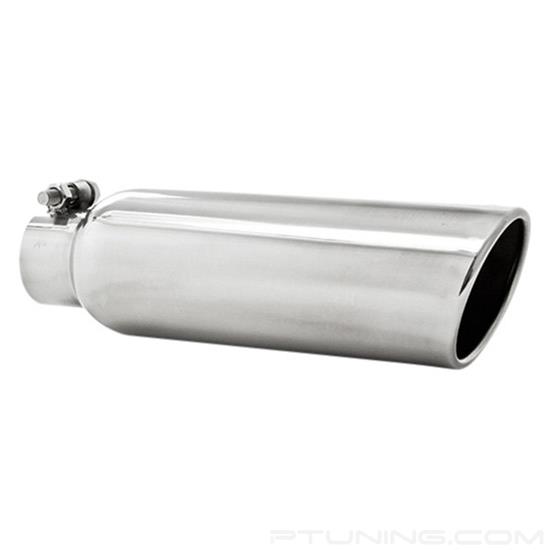 Picture of 304 SS Round Angle Cut Clamp-On Mirror Polished Exhaust Tip (2.25" Inlet, 3.5" Outlet, 12" Length)