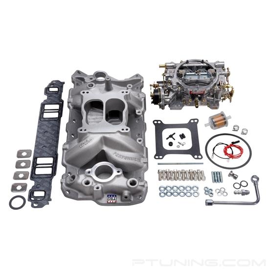 Picture of Performer Air-Gap Single-Quad Satin Intake Manifold and Carburetor Kit