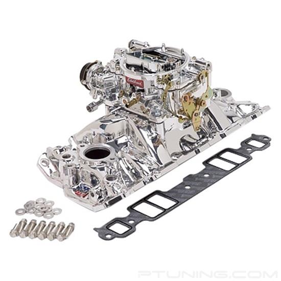 Picture of Performer RPM Single-Quad Satin Intake Manifold and Carburetor Kit