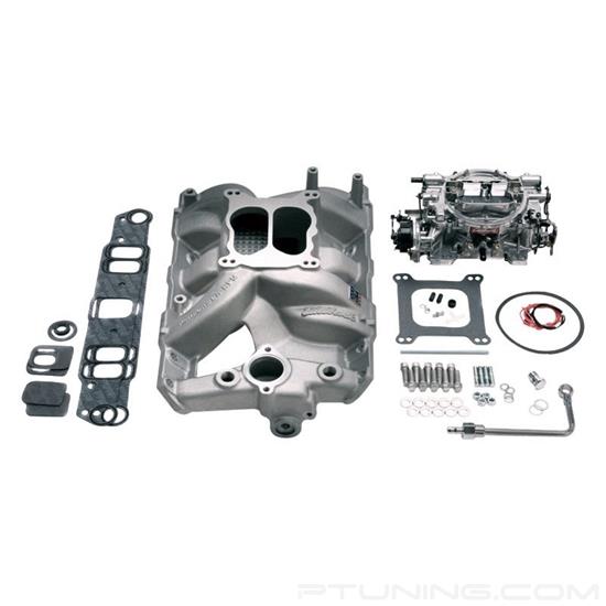 Picture of Performer RPM Single-Quad Satin Intake Manifold and Carburetor Kit