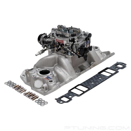 Picture of Performer RPM Single-Quad Satin Intake Manifold and Carburetor Kit
