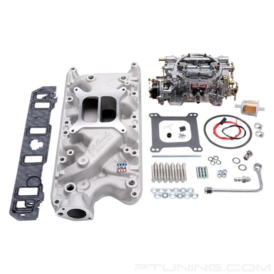 Picture of Performer Single-Quad Satin Intake Manifold and Carburetor Kit