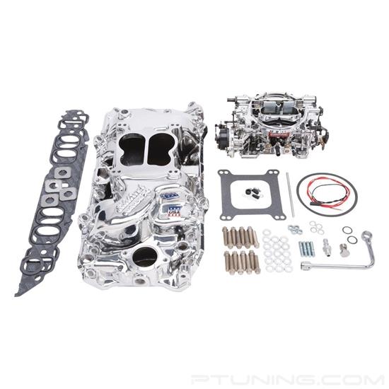 Picture of Performer Single-Quad Satin Intake Manifold and Carburetor Kit