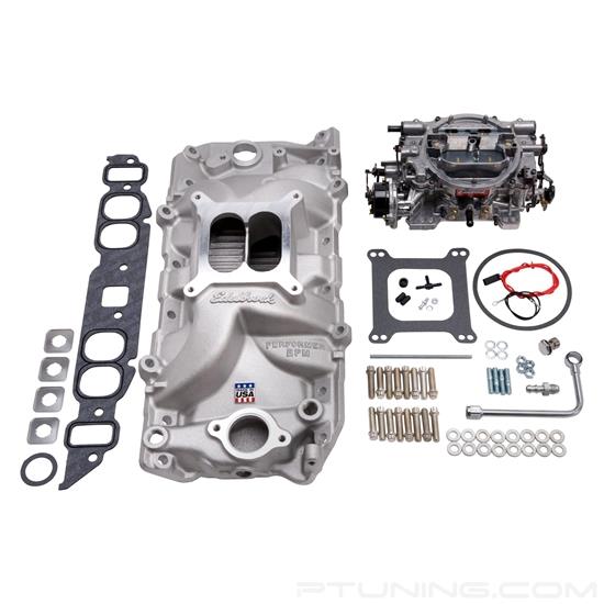 Picture of Performer RPM Single-Quad Satin Intake Manifold and Carburetor Kit