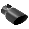 Picture of Stainless Steel Round Angle Cut Clamp-On Double-Wall Black Exhaust Tip (2.5" Inlet, 4" Outlet, 8" Length)
