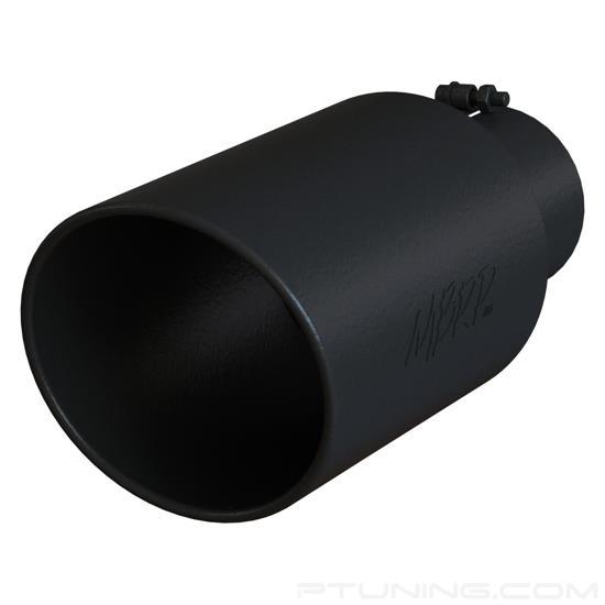 Picture of Stainless Steel Round Rolled Edge Angle Cut Clamp-On Black Exhaust Tip (5" Inlet, 8" Outlet, 18" Length)