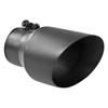 Picture of Stainless Steel Round Rolled Edge Angle Cut Clamp-On Black Exhaust Tip (2.5" Inlet, 4" Outlet, 12" Length)