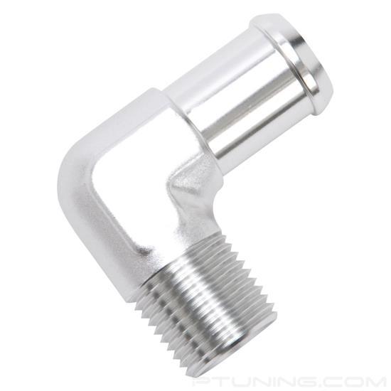 Picture of 1/2" NPT to 3/4" Barb 90- Degree Clear Anodize Hose End