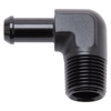 Picture of 1/2" NPT to 3/8" Barb 90- Degree Black Anodize Hose End