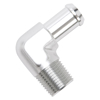Picture of 1/2" NPT to 5/8" Barb 90- Degree Clear Anodize Hose End