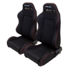 Picture of RSC 200 Type-R Style Sport Seats with NRG Logo - Black Cloth with Red Stitching