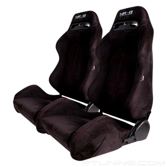Picture of RSC 220 Type-R Style Sport Seats with NRG Logo - Black Suede with Red Stitching