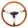 Picture of Classic Wood Reinforced Steering Wheel (360mm) - Wood Grain with Chrome Cutout 3-Spoke Center