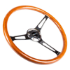 Picture of Classic Wood Reinforced Steering Wheel (360mm) - Wood Grain with Chrome Cutout 3-Spoke Center