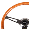 Picture of Classic Wood Reinforced Steering Wheel (360mm) - Wood Grain with Chrome Cutout 3-Spoke Center