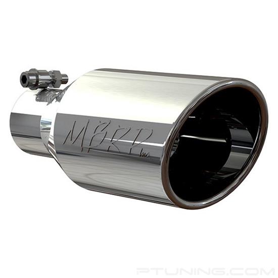 Picture of 304 SS Rolled Edge Angle Cut Bolt-On Single-Wall Exhaust Tip (2.5" Inlet, 4.5" Outlet, 11" Length)