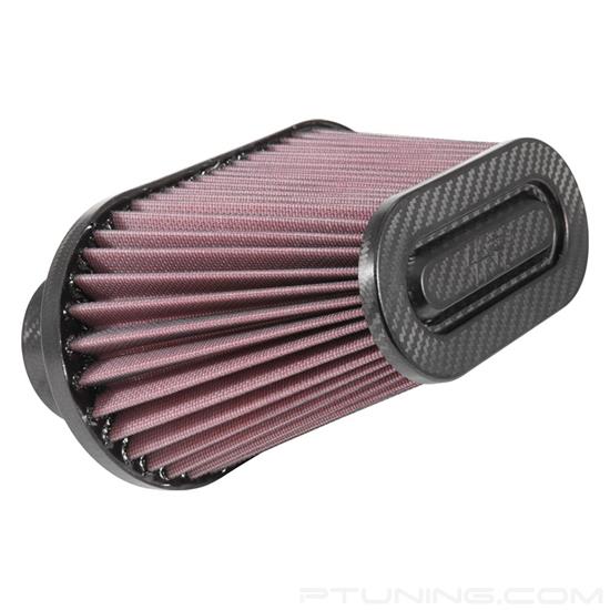 Picture of Dual Flange Oval Tapered Red Air Filter (3" F x 10" BOL x 5.125" BOW x 6.375" TOL x 3.188" TOW x 5.5" H)