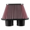 Picture of Dual Flange Oval Tapered Red Air Filter (3" F x 10" BOL x 5.125" BOW x 6.375" TOL x 3.188" TOW x 5.5" H)