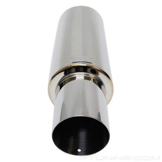 Picture of N1 Stainless Steel Exhaust Muffler with Straight Cut Tip (2.5" Center ID, 5.4" Center OD, 12" Length)